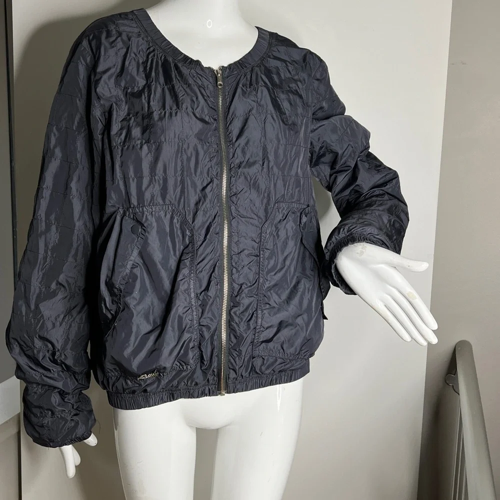 Diesel Sz XL Charcoal Navy Nylon Front Zip Windbreaker Rain Jacket